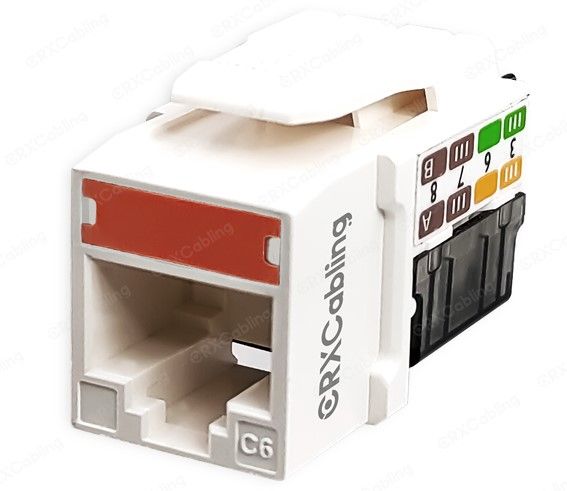 Cat6 90 Degree Cable Clip Style Keystone Jack With Color Plate